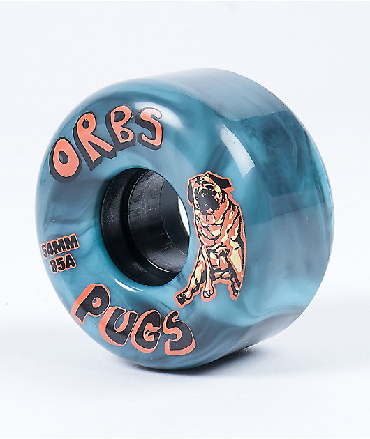 Orbs Pugs 54mm 85a ruedas de skate negras y azules