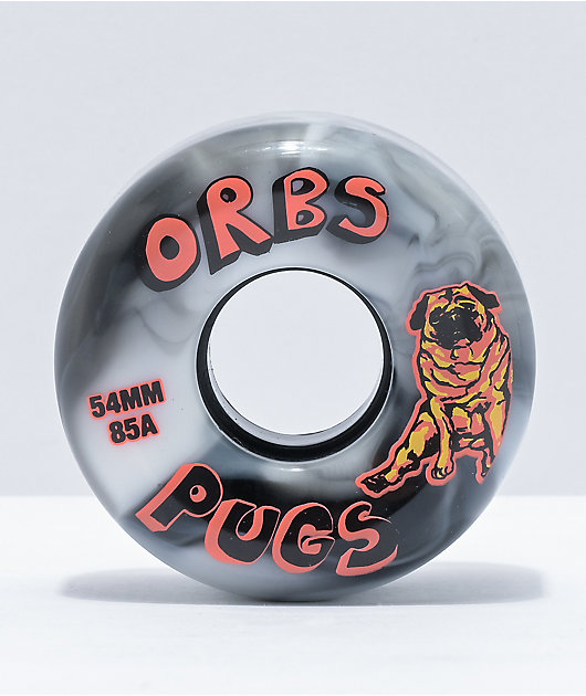 Orbs Pugs 54mm 85a ruedas de skate negras y blancas