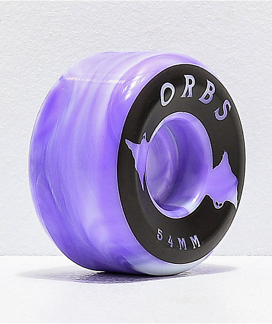 56mm Welcome Orbs Specters Conical 100A Swirls Skateboard Wheels Purple/White