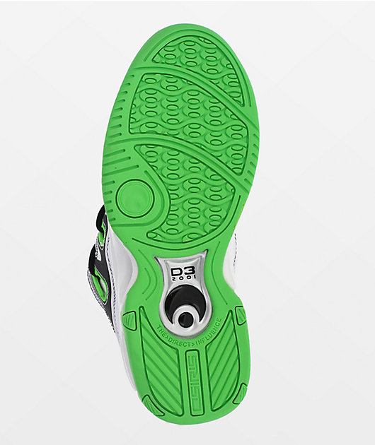 Osiris D3 2001 White, Black & Green Skate Shoes
