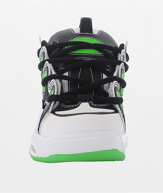 Osiris D3 2001 White, Black & Green Skate Shoes