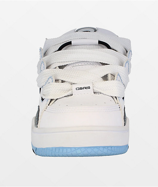 Osiris D3 2001 White, Grey & Baby Blue Skate Shoes