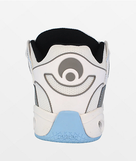 Osiris D3 2001 White, Grey & Baby Blue Skate Shoes