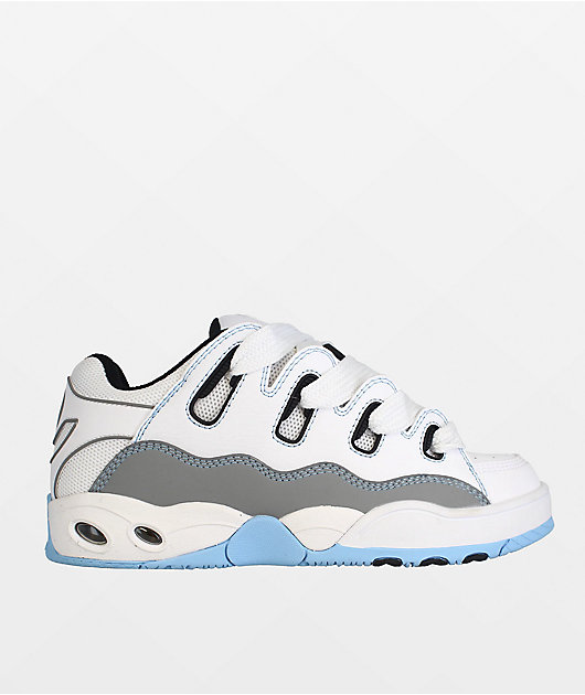 Osiris D3 2001 White, Grey & Baby Blue Skate Shoes