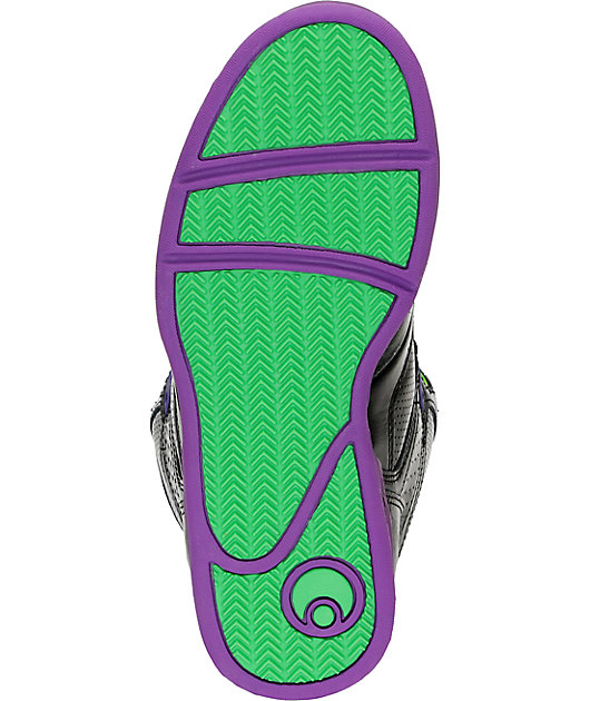 purple and green shoes
