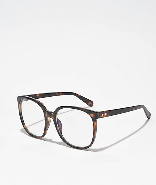 Oversize Square Tortoise Blue Light Glasses