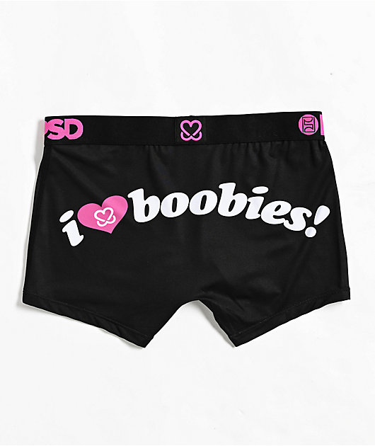 PSD x Keep A Breast Foundation I Heart Boobies Black Boyshort Underwear