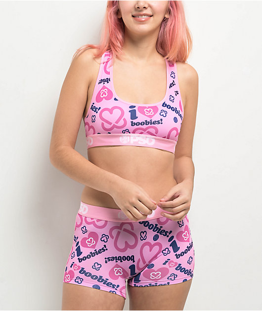 PSD x Keep A Breast Foundation I Heart Boobies Pink Sports Bra