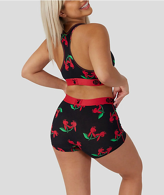 PSD x Playboy Cherry Lux Black Sports Bra