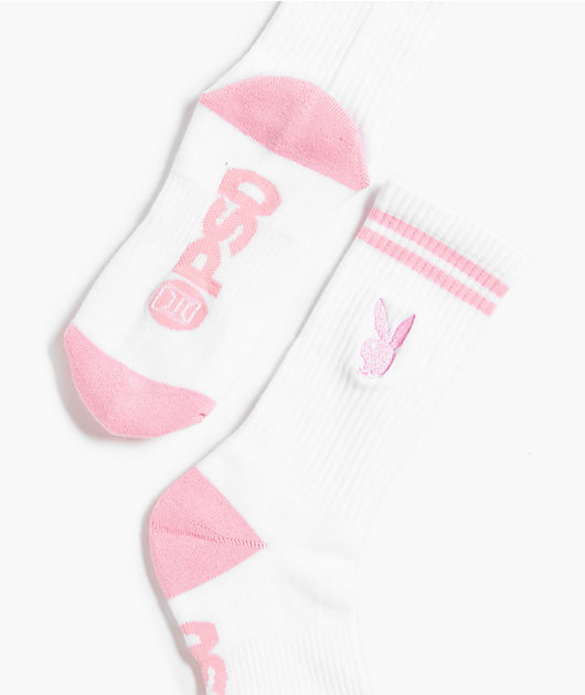 PSD x Playboy White & Pink Crew Socks