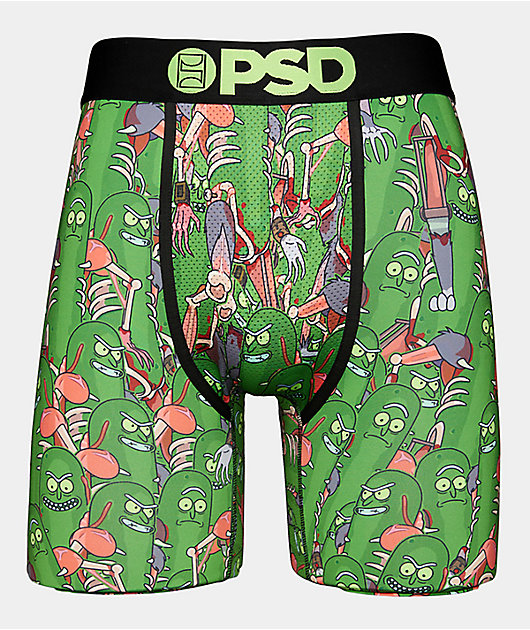 PSD x Rick and Morty Pickle Rat calzoncillos bóxer verdes