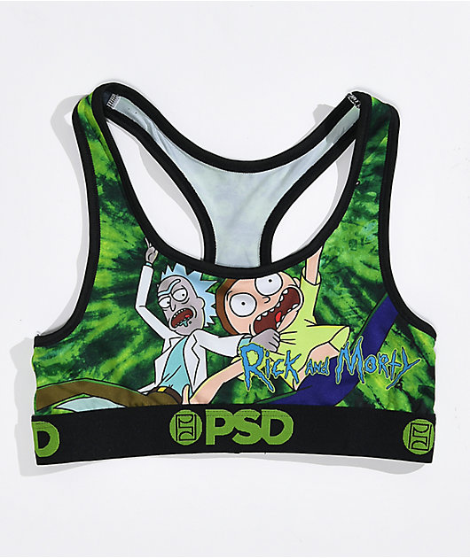 PSD x Rick and Morty Portal sujetador deportivo verde tie dye