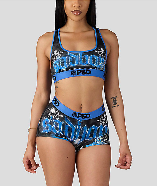PSD x SAD BOYZ by Junior H Azul Angel Sports Bra | Zumiez