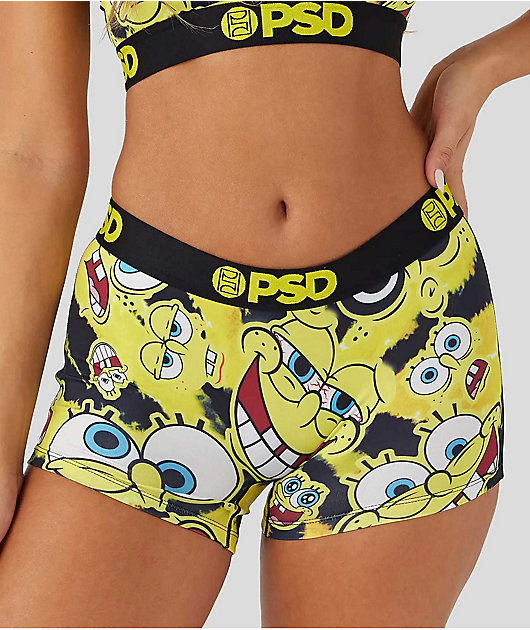 PSD x Spongebob Squarepants Black Yellow Tie Dye Boyshort Underwear