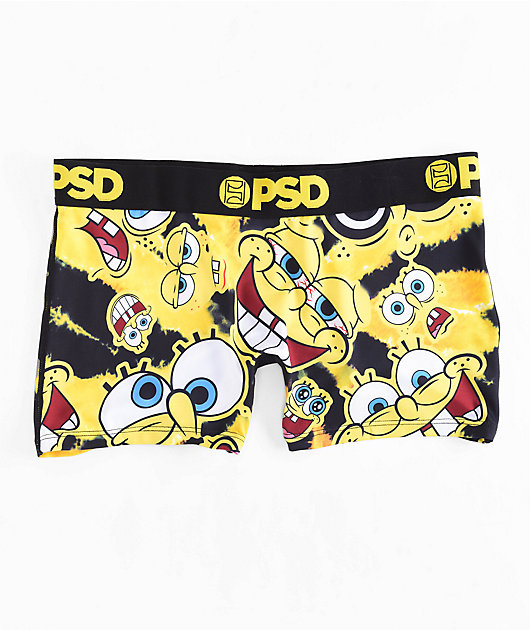 PSD x Spongebob Squarepants Black Yellow Tie Dye Boyshort Underwear