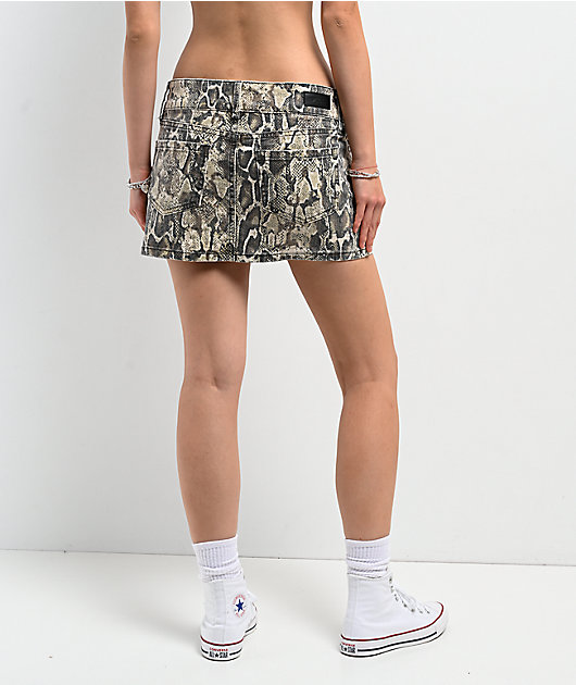 PTCL Snakeskin Denim Mini Skirt