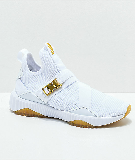 PUMA Defy Varsity Mid White \u0026 Gold 