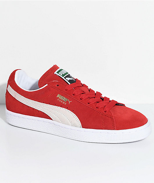 PUMA Suede Classic+ High Risk Red \u0026 White Shoes | Zumiez