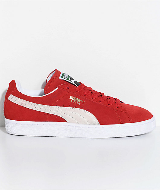 PUMA Suede Classic+ zapatos en rojo y blanco | Zumiez