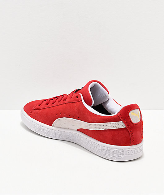 PUMA Suede Red & White Shoes