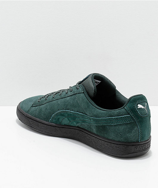 puma suede black and green