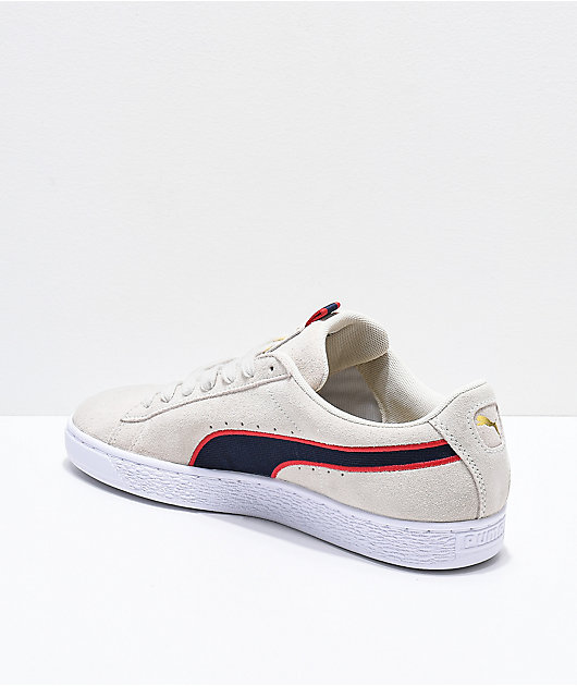 white pumas with red stripe