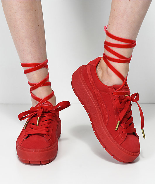 PUMA Suede Platform Trace VD Red Shoes 
