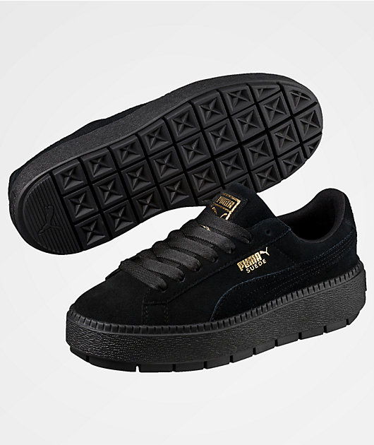 puma platform black suede