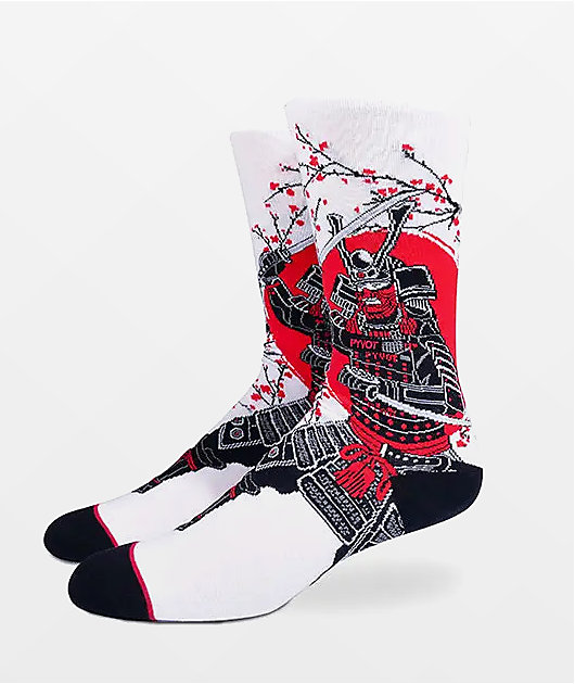 PYVOT Ronin Samurai White Crew Socks