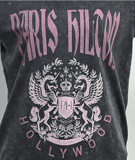 Paris Hilton Hollywood Black Wash T-Shirt