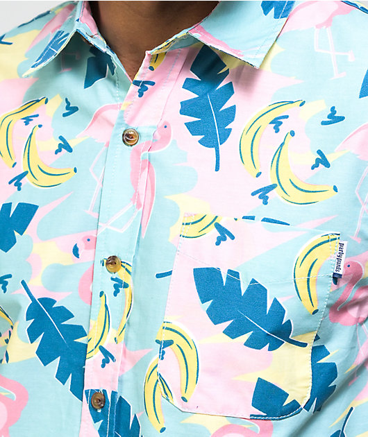 Party Pants Champions Blend Pink Short Sleeve Button Up Shirt