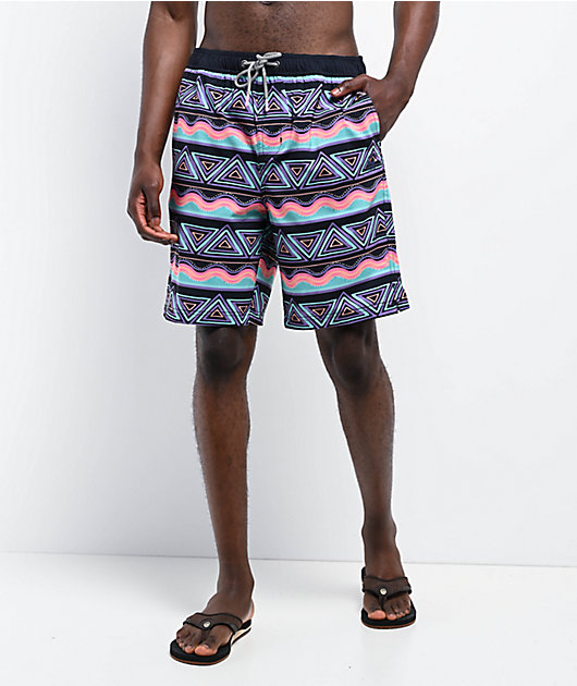 Party Pants Fiesta Stripes Black Board Shorts