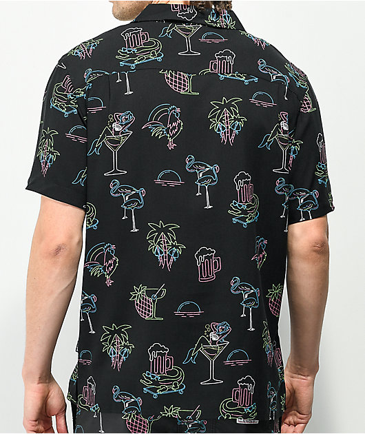 Party Pants Night Out Black Short Sleeve Button Up Shirt
