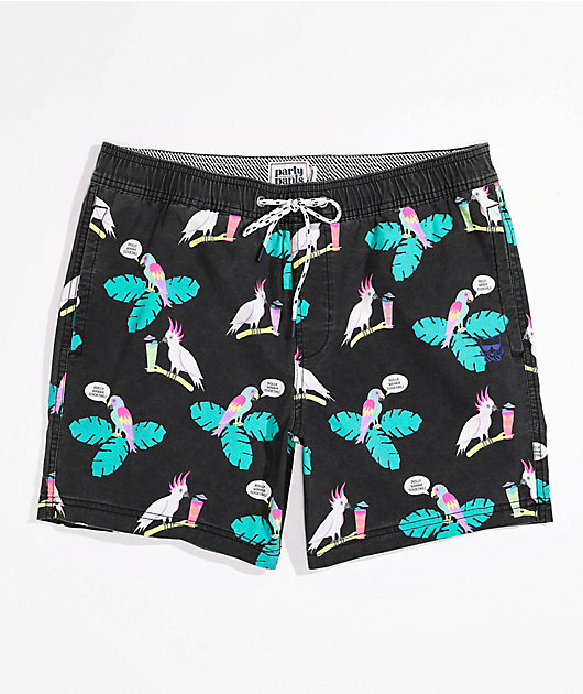 Party Pants Polly Want A Cocktail Black Board Shorts