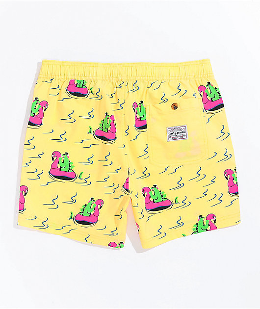 Party Pants River Dino Yellow Board Shorts