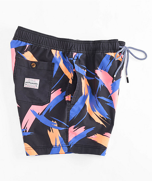 Party Pants Stroker Black, Orange & Blue Board Shorts