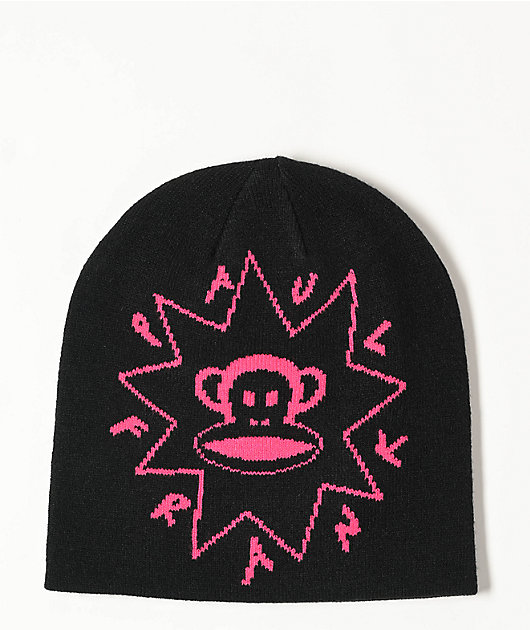 帽子 KUIN l ring punk beanie Paul Frank x Slushcult Full Circle Black & Pink Skully Beanie | Zumiez