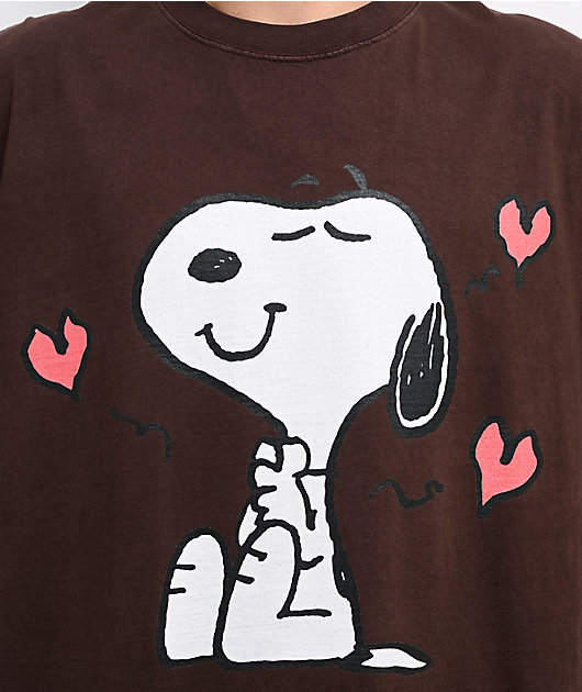 Peanuts Hearts All Around Vintage Brown T-Shirt
