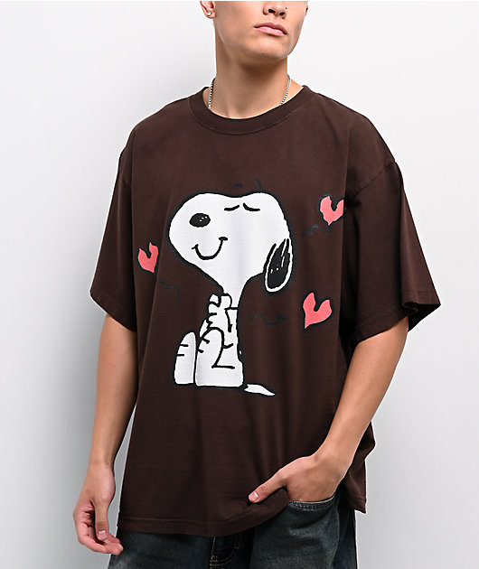 Peanuts Hearts All Around Vintage Brown T-Shirt