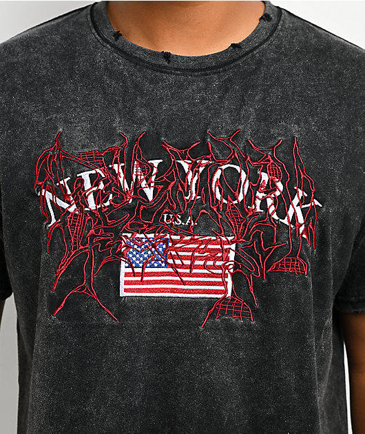 Personal Fears Bootleg NY Distressed Black Wash Crop T-Shirt
