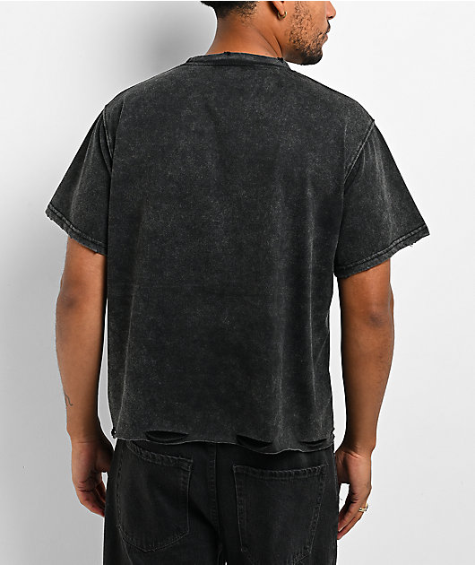 Personal Fears Bootleg NY Distressed Black Wash Crop T-Shirt