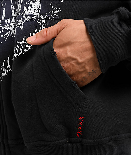 Personal Fears Crust Stud Black Wash Zip Hoodie | Zumiez