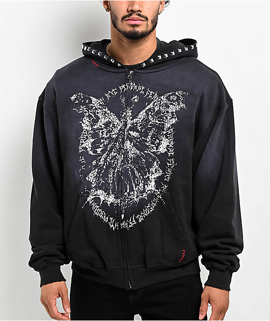 Personal Fears Crust Stud Black Wash Zip Hoodie | Zumiez