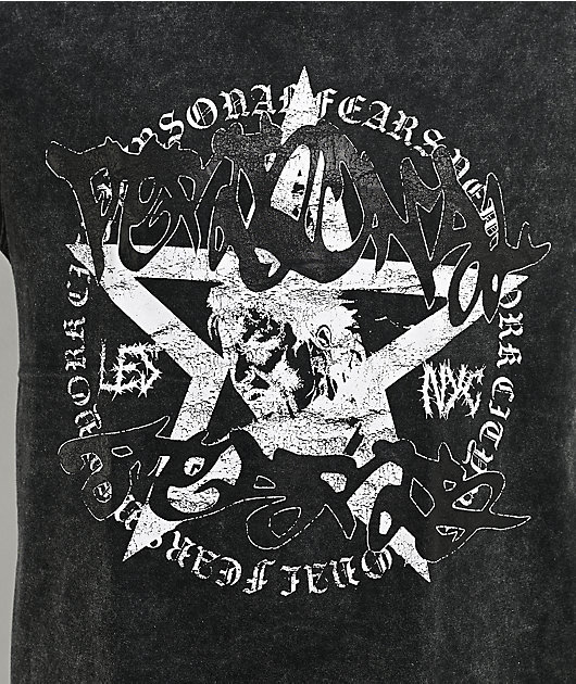 Personal Fears Hardcore Distressed Black Wash Cropped T-Shirt