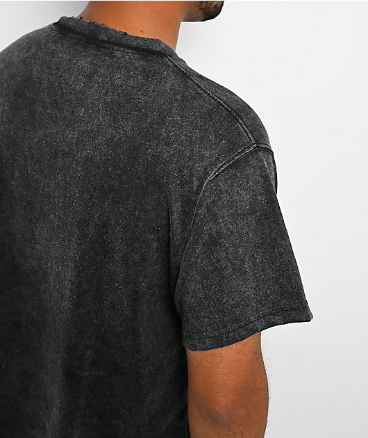 Personal Fears Hardcore Distressed Black Wash Cropped T-Shirt