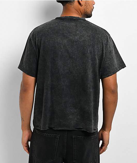 Personal Fears Hardcore Distressed Black Wash Cropped T-Shirt