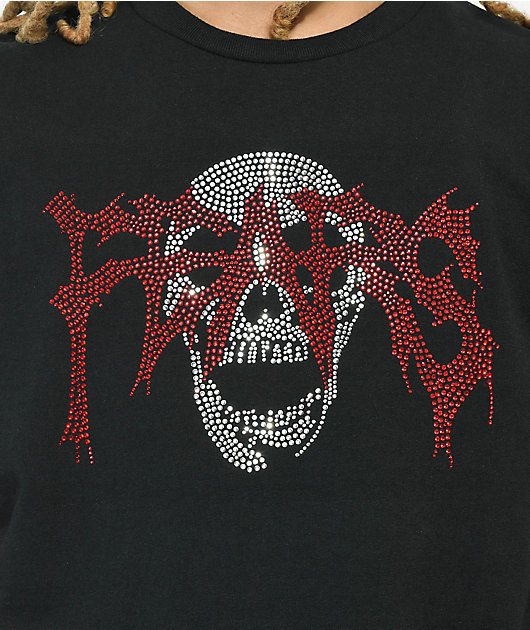 Personal Fears Rhinestone Skull camiseta negra