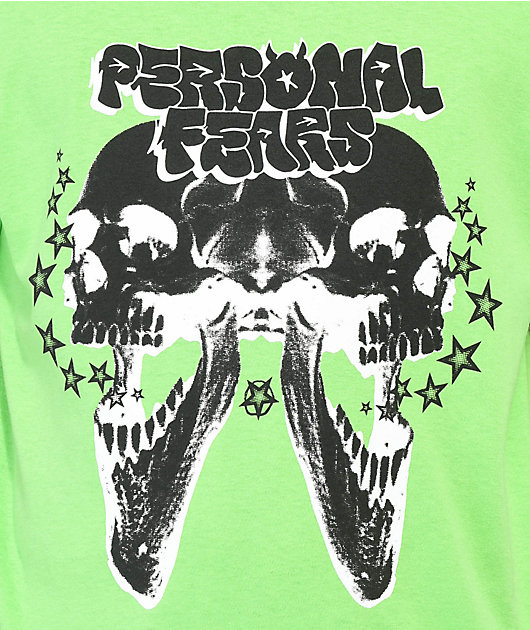 Personal Fears Skull Star Lime Green T-Shirt