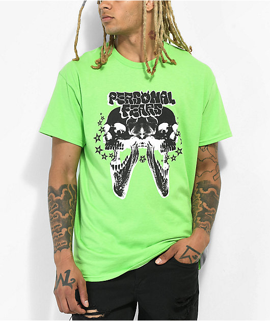 Personal Fears Skull Star Lime Green T-Shirt