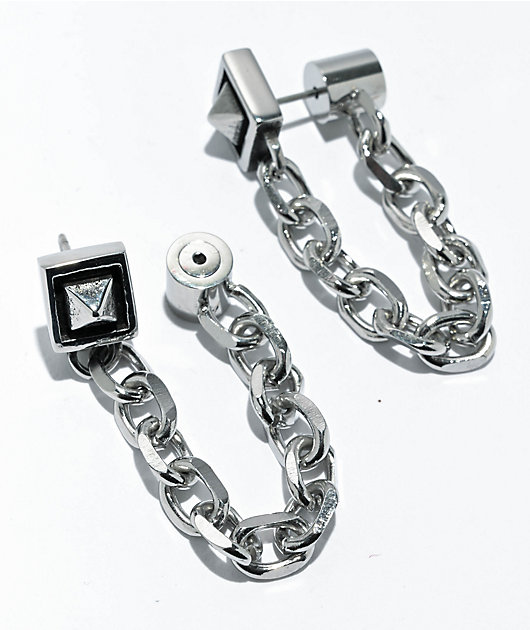 Personal Fears Studd Chain Silver Earrings